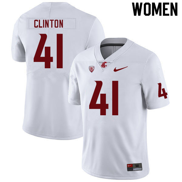 Women #41 Dylan Clinton Washington State Cougars College Football Jerseys Sale-White